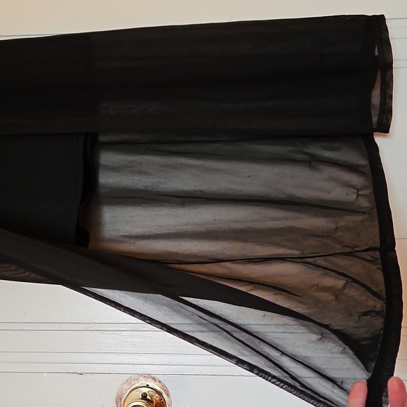 Semi-Formal Black Maxi Dress, Sheer Outer Layer, Front Slit, Sz M - Picture 7 of 13
